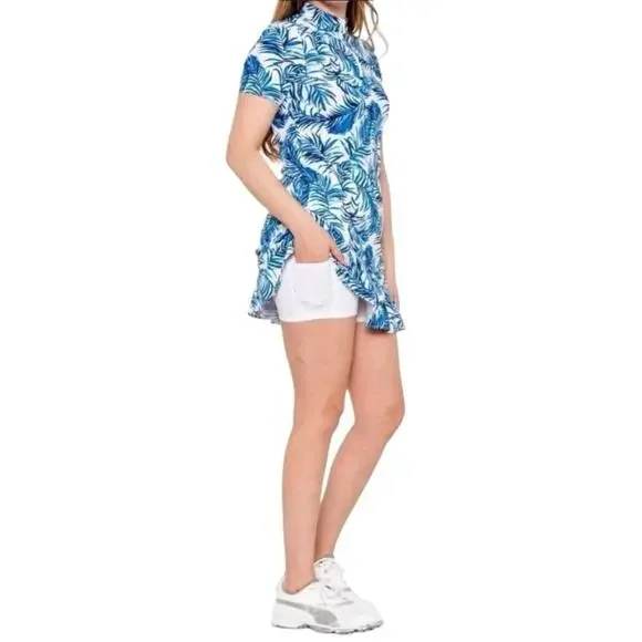Tommy Bahama 1/4 Zip Tropical Print Golf Tennis Dress with Shorts - Picture 2 of 9